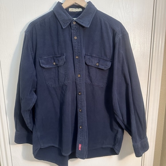 Vintage Levis Mens Size XL Navy Blue Long Sleeve Button Up - Picture 3 of 4